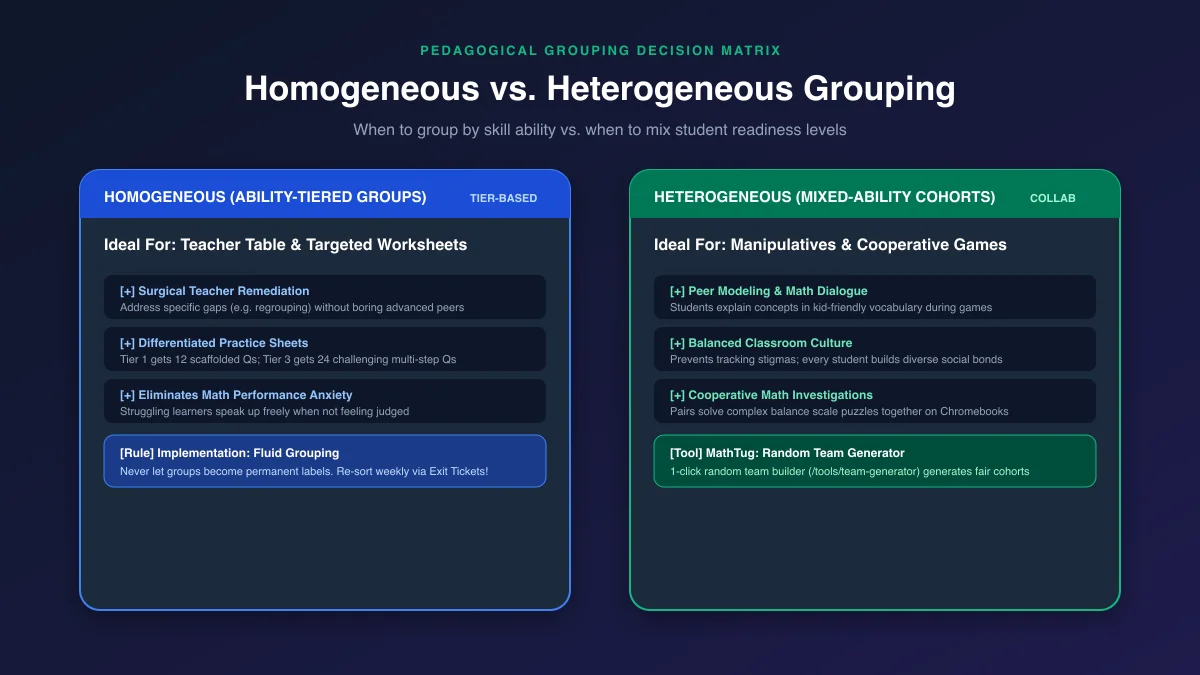 Pedagogical Grouping Matrix: Homogeneous ability-based cohorts vs Heterogeneous mixed-ability collaborative cohorts